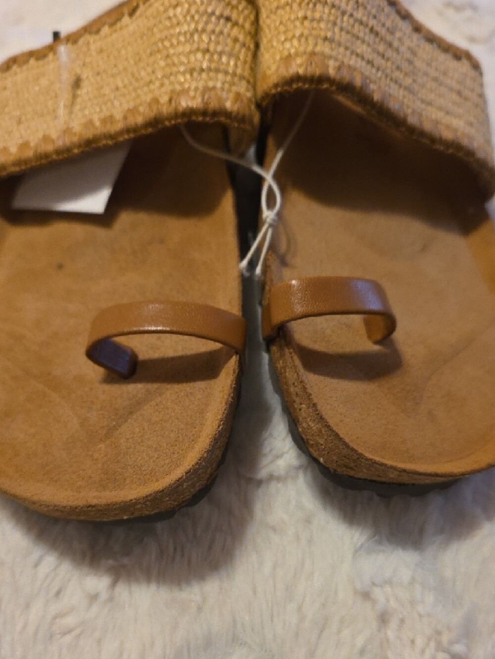 New Italian Shoemakers Woven Slide Sandals in Natural Tan - Picture 7 of 7